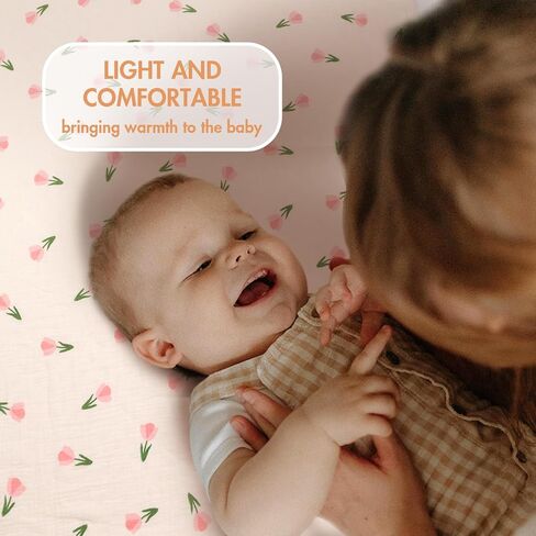 2-Pack Baby Blankets with Muslin Cotton and Minky Dots for Toddler Girls - Super Soft Baby Minky Blanket, Pink Floral Printed Blanket for Newborn, Cozy and Lightweight in Saudi Arabia