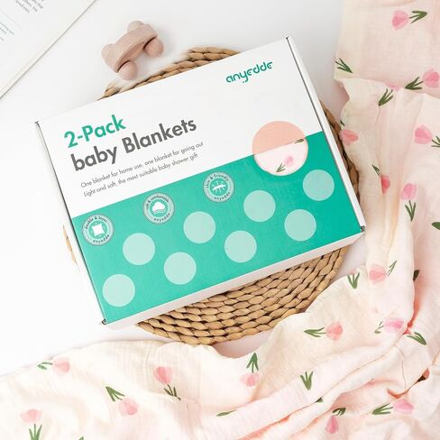 2-Pack Baby Blankets with Muslin Cotton and Minky Dots for Toddler Girls - Super Soft Baby Minky Blanket, Pink Floral Printed Blanket for Newborn, Cozy and Lightweight in Saudi Arabia