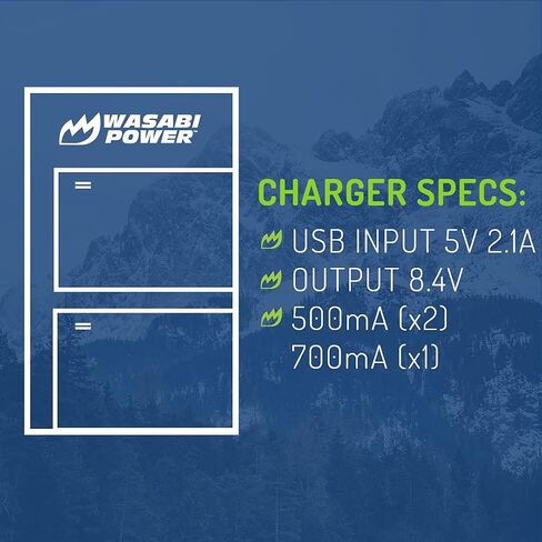 Wasabi Power Dual USB Battery Charger for Sony NP-FW50, Compatible with Multiple Sony Models, Charges 2 Batteries Simultaneously, 5V Output in Saudi Arabia