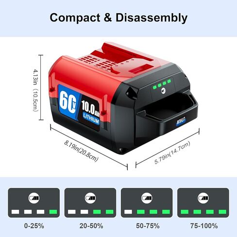 1 Pack 10.0Ah Lithium-ion Replacement for ‎Toro 60V Battery L108 L135 L216 L324 L405 88620 88625 88640 88660 88675，Compatible with Toro Flex Force Battery 60 Volt Max in Saudi Arabia