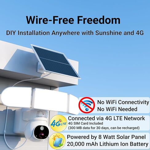 كاميرا مراقبة 4G LTE بدون شبكة Wi-Fi تعمل بالطاقة الشمسية في الهواء الطلق، لاسلكية في الهواء الطلق، تسجيل/إخطار/ضوء غامر/صافرة إنذار، تحريك وإمالة، 2K، عرض مباشر/تحدث، تخزين محلي مجاني بسعة 64 جيجابايت وبطاقة SIM in Kuwait