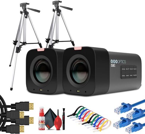 كاميرا PTZOptics Studio SE Hive-Linked PTZ مع تكبير بصري 20x - بث عالي الدقة لخدمات الكنيسة والتعليم والأحداث عبر الإنترنت - رمادي | 2X72 ترايبود | 2X كابل إيثرنت | 2 × كابل فيديو | أكثر in Kuwait