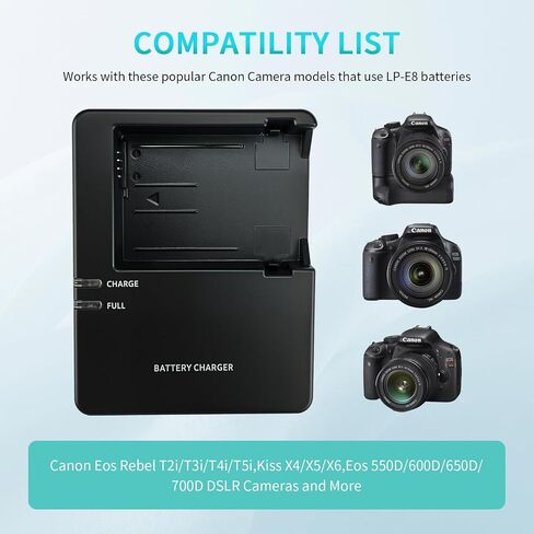 LP-E8 Charger for Canon LC-E8 Battery EOS Rebel T3i, T2i, T4i, T5i, 550D, 600D, 650D, 700D DSLR Digital Cameras Power in Saudi Arabia