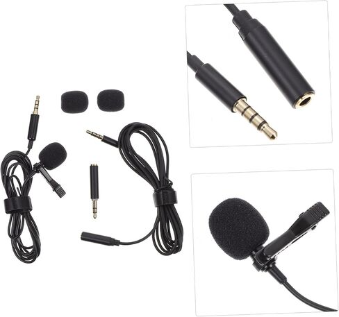 1set Clip Lavalier Microphone for Interviews Portable Wired Noise Reduction for Recording Compatible Smartphones and Cameras in Saudi Arabia