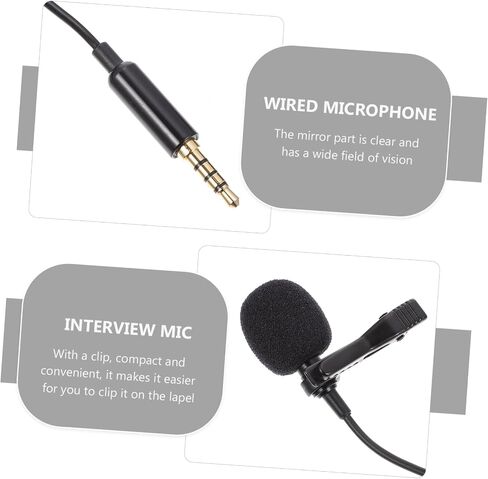 1set Clip Lavalier Microphone for Interviews Portable Wired Noise Reduction for Recording Compatible Smartphones and Cameras in Saudi Arabia