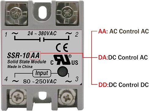 SSR-10DA SSR-25DA SSR-40DA SSR 10A 25A 40A Solid State Relay Module DC 3-32V Input AC 24-380V Output for Temperature Control(SSR-10A) in Saudi Arabia