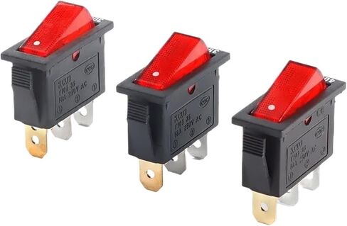 5 قطعة التبديل الروك شفاف أحمر LED ضوء 3 دبابيس 2 التروس 16A الفضة التبديل زر الطاقة التبديل 800 واط-4000 واط 8 نوع (1000 واط) in Saudi Arabia