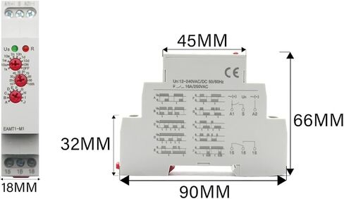12-240VAC/DC Rail Type 0.1 Second -10 Days Time Delay Relay 16A/250VAC Multifunction Timer Relay with 10 Function Choices(EAMT1-M2) in Saudi Arabia