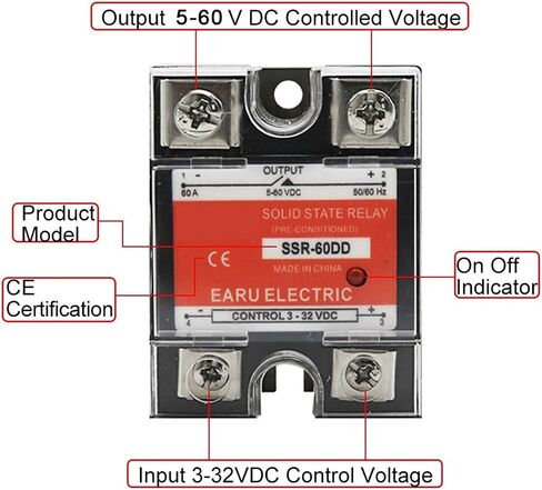 SSR-25DD SSR-40DD SSR 10A 60A 80A 100A Single Phase Solid State Relay Module DC 3-32V Input DC 5-60V Output Voltage Transformer(SSR-10DD) in Saudi Arabia