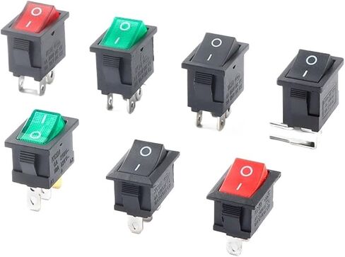 5 قطع KCD1 الروك التبديل أسود أبيض أحمر أخضر LED 2/3/4/6 دبوس 2 والعتاد 3 والعتاد على قبالة على 10A 6A دبابيس مستقيمة دبابيس منحنية KCD1-101 (أخضر LED 4P 2Gear) in Saudi Arabia