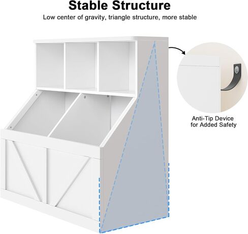 Kids Bookshelf and Toy Storage, Toy Storage Organizer, Toy Organizer with Storage Cabinet and Toy Shelf, Toddler Book Shelf for Kids Rooms, Playroom, Bedroom, Nursery, Daycare, Living Room, White in Kuwait