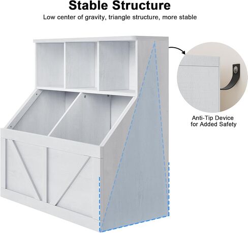 Kids Bookshelf and Toy Storage, Toy Storage Organizer, Toy Organizer with Storage Cabinet and Toy Shelf, Toddler Book Shelf for Kids Rooms, Playroom, Bedroom, Nursery, Daycare, Living Room, White in Saudi Arabia