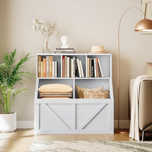 Kids Bookshelf and Toy Storage, Toy Storage Organizer, Toy Organizer with Storage Cabinet and Toy Shelf, Toddler Book Shelf for Kids Rooms, Playroom, Bedroom, Nursery, Daycare, Living Room, White in Saudi Arabia