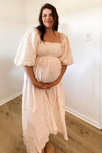PinkBlush Floral Maternity Midi Dress in Saudi Arabia