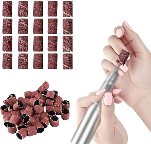 100 PCS Nail Drill Bit Portable Nail File Polishing Tool Nail Art Pedicure Set for Home Salon Manicure Pedicure Set,Wine red in Saudi Arabia