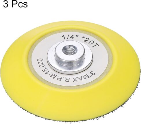 3 Inch Hook and Loop Sanding Disc Pads Polyurethane Drill Sanding Attachment, Sand Paper for Power Tools - Yellow + Black 1 Set 3pcs in Saudi Arabia