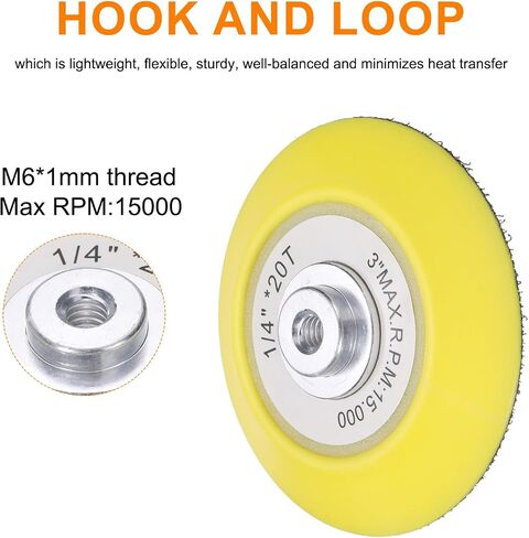 3 Inch Hook and Loop Sanding Disc Pads Polyurethane Drill Sanding Attachment, Sand Paper for Power Tools - Yellow + Black 1 Set 3pcs in Saudi Arabia