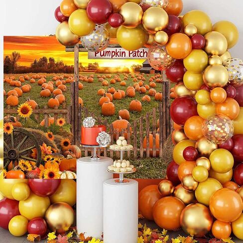 Mocsicka Fall Pumpkin Patch Backdrop Autumn Fall Photo Backdrop Farm Harvest Thanksgiving Pumpkin Field Photography Background Party Supplies (Orange, 7x5ft(82"x60")) in Saudi Arabia