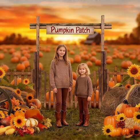 Mocsicka Fall Pumpkin Patch Backdrop Autumn Fall Photo Backdrop Farm Harvest Thanksgiving Pumpkin Field Photography Background Party Supplies (Orange, 7x5ft(82"x60")) in Saudi Arabia