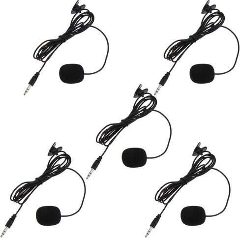 5pcs Clip Phone Microphones for Recording Professional Lavalier Mics for Video Chat Teaching Interviews Compatible Laptops Smartphones Design Black in Saudi Arabia