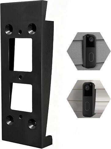 حامل جانبي من الفينيل لجرس الباب Blink للجيل الثاني (موديل 2025) - إسفين تثبيت بزاوية لجرس باب الفيديو Blink (فينيل قياسي 4 بوصات، لوح هاردي، ألومنيوم)، مع مفتاح إزالة ومسامير (أسود) in Kuwait