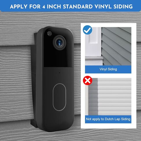 حامل جانبي من الفينيل لجرس الباب Blink للجيل الثاني (موديل 2025) - إسفين تثبيت بزاوية لجرس باب الفيديو Blink (فينيل قياسي 4 بوصات، لوح هاردي، ألومنيوم)، مع مفتاح إزالة ومسامير (أسود) in Kuwait