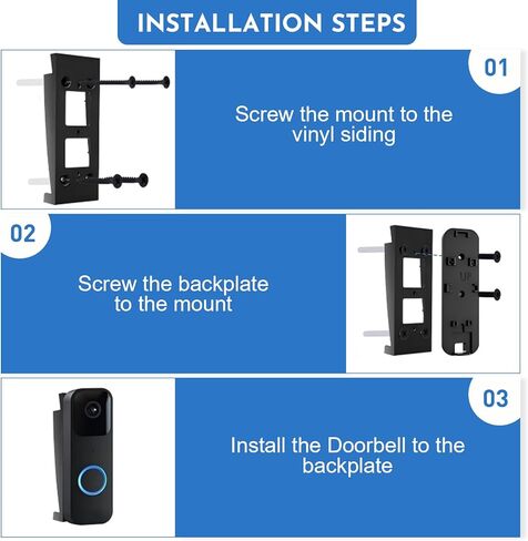 حامل جانبي من الفينيل لجرس الباب Blink للجيل الثاني (موديل 2025) - إسفين تثبيت بزاوية لجرس باب الفيديو Blink (فينيل قياسي 4 بوصات، لوح هاردي، ألومنيوم)، مع مفتاح إزالة ومسامير (أسود) in Kuwait
