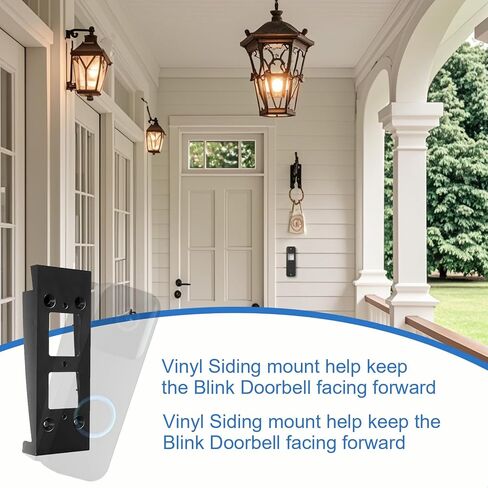 حامل جانبي من الفينيل لجرس الباب Blink للجيل الثاني (موديل 2025) - إسفين تثبيت بزاوية لجرس باب الفيديو Blink (فينيل قياسي 4 بوصات، لوح هاردي، ألومنيوم)، مع مفتاح إزالة ومسامير (أسود) in Kuwait