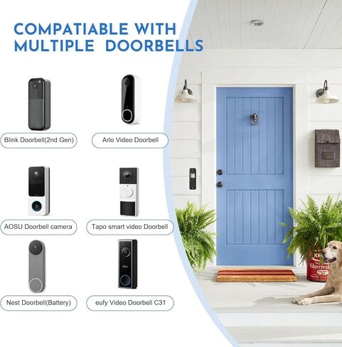 حامل جانبي من الفينيل لجرس الباب Blink للجيل الثاني (موديل 2025) - إسفين تثبيت بزاوية لجرس باب الفيديو Blink (فينيل قياسي 4 بوصات، لوح هاردي، ألومنيوم)، مع مفتاح إزالة ومسامير (أسود) in Kuwait