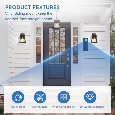 حامل جانبي من الفينيل لجرس الباب Blink للجيل الثاني (موديل 2025) - إسفين تثبيت بزاوية لجرس باب الفيديو Blink (فينيل قياسي 4 بوصات، لوح هاردي، ألومنيوم)، مع مفتاح إزالة ومسامير (أسود) in Kuwait