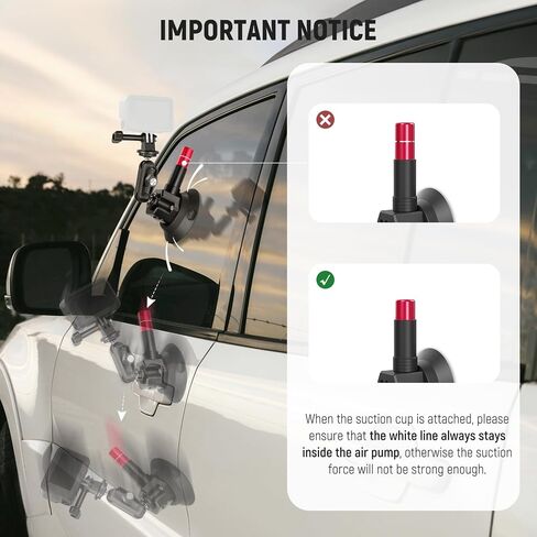 NEEWER 5 in 1 Suction Car Mount Kit Compatible with Insta 360 X5 X4 X3 Insta360 X2 GoPro Max DJI OSMO 360 Action Camera Accessories, Quick Release with Invisible Selfie Stick for Windshield, CA075 in Saudi Arabia