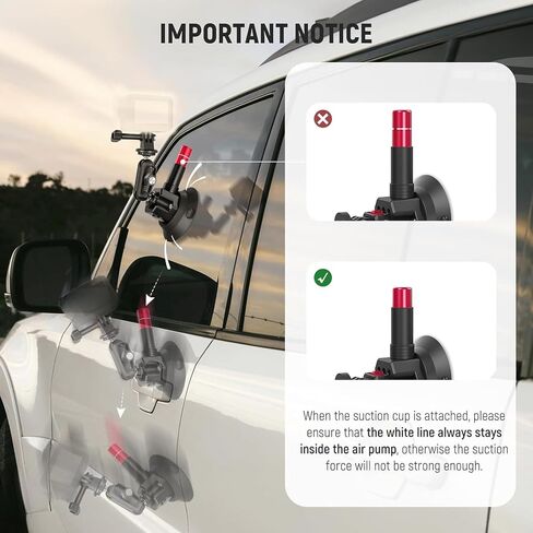 NEEWER Triple Suction Cup Car Mount Compatible with Insta360 X5 X4 GoPro DJI OSMO 360 Cameras, Quick Release Outside Windshield Magic Arm Mount Kit with 2 in 1 Extension Pole/Selfie Stick, CA065 in Saudi Arabia