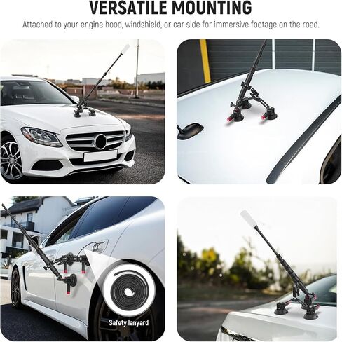 NEEWER Triple Suction Cup Car Mount Compatible with Insta360 X5 X4 GoPro DJI OSMO 360 Cameras, Quick Release Outside Windshield Magic Arm Mount Kit with 2 in 1 Extension Pole/Selfie Stick, CA065 in Saudi Arabia