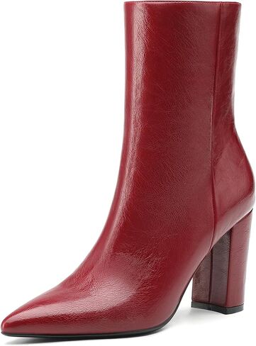NEWBELLA Women's British Style Ankle Boots - Fashionable Vegan Leather Short Boots, Versatile Chunky Heel Booties for Everyday Wear in Saudi Arabia