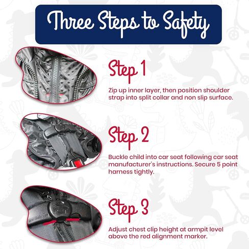ONE KID Vegan Allergy-Friendly Jacket | Car Seat Safe, Crash Tested, Quick In & Out | Unisex Winter Coat for Ages 6 Months to 8 Years (US, Age, 2 Years, Navy/Raptor) in Saudi Arabia