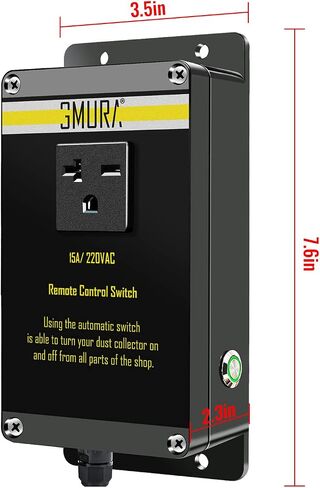 220V Automatic Vacuum Dust Collector Starter Outlet Switch, with 2Pcs Wireless Remote Control & 50CM Power Cord & Manual On/Off Switch, for Home or Woodworking Place Dust Extractor in Kuwait