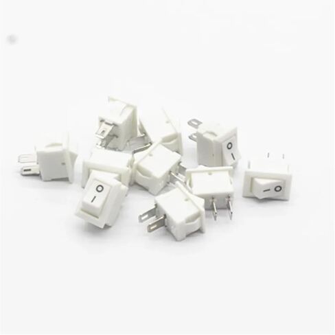10/30/50/100Pcs Push Button Switch 10x15mm SPST 2Pin 5A 250V Snap-in on/Off Rocker Switch 10MM*15MM Black Red and White(White,50pcs) in Saudi Arabia