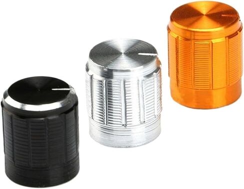 10Pcs Professional Potentiometer Knob 15 * 16.5mm Rotary Switch Volume Adjustment Hat Switch Caps Sliver Black Gold Aluminum Alloy(One Size) in Saudi Arabia