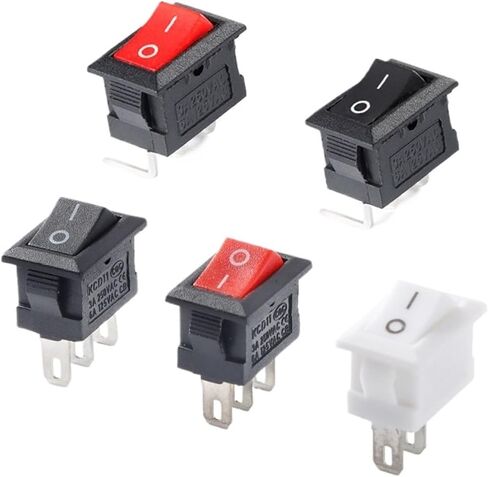 5Pcs KCD11 Rocker Switch 10 * 15mm Push Button Switch ON-Off/ON-Off-ON 2 Pins / 3 Pins 3A 250VAC / 6A 125VAC 10x15mm(Black 2P 2Gear) in Saudi Arabia