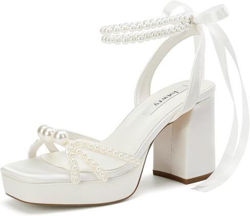 Pearl Heels Wedding Shoes for Bride Platform Heels Bridal Shoes Platform Sandals in Saudi Arabia