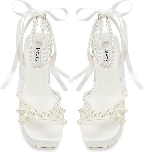 Pearl Heels Wedding Shoes for Bride Platform Heels Bridal Shoes Platform Sandals in Saudi Arabia
