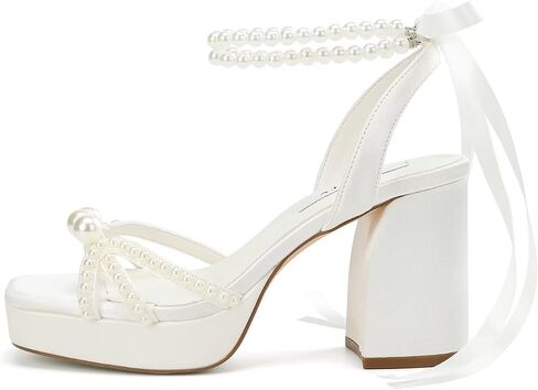 Pearl Heels Wedding Shoes for Bride Platform Heels Bridal Shoes Platform Sandals in Saudi Arabia