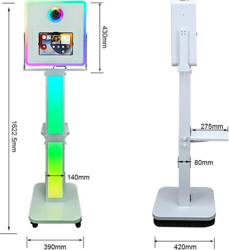 Portable Photo Booth for iPad with Soft-Light Umbrella,Selfie Station Shell Stand Photobooth Machine with RGB Light and Flight Case for Rental Events Wedding (Machine+Mini Printer) in Saudi Arabia