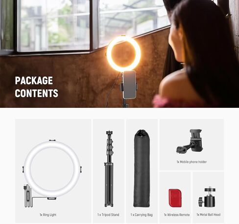 NEEWER Basics 8" RGB LED Ring Light with Tripod Stand, 7 Modes/3200-6500K/10 Dimming Levels, Phone Holder Selfie Ringlight Lighting for iPhone TikTok Vlog Makeup Video Recording Streaming, R08 in Saudi Arabia