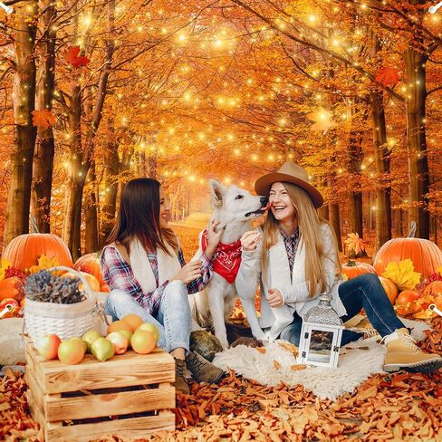Avezano Fall Backdrop for Photography Autumn Maple Leaves Forest Scenery Background Thanksgiving Day Friendsgiving Party Decorations Photo Backdrops (7x5ft) in Saudi Arabia