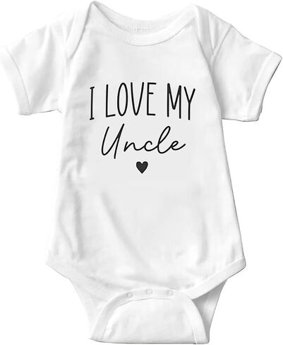 بدلة I Love My Uncle Baby للفتيات والأولاد لحديثي الولادة بأكمام قصيرة للأطفال من عمر 0 ​​إلى 24 شهرًا in Kuwait