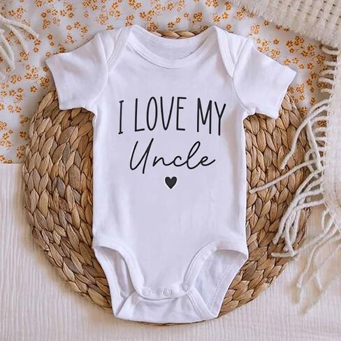 بدلة I Love My Uncle Baby للفتيات والأولاد لحديثي الولادة بأكمام قصيرة للأطفال من عمر 0 ​​إلى 24 شهرًا in Kuwait