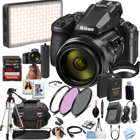 Nikon COOLPIX P950 Digital Camera 24-2000mm Zoom | 83x,16 MP 4K Video + 128GB Extreme Memory, Extra Battery, Filters, Case, Tripod, Software, and More (Content Creator Bundle) (Renewed) in Saudi Arabia