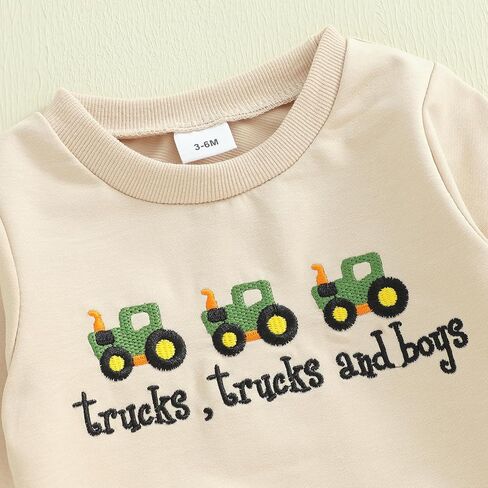 2Pcs Baby Boy Farm Outfits Long Sleeve Tractor Print Pocket Sweatshirt Pants Set Toddler Boy Tracksuit Clothes Set in Kuwait