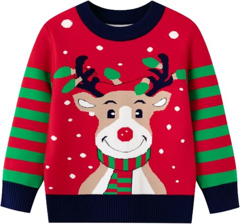 Kids Ugly Sweater Boy Girl Christmas Sweater Santa Long Sleeve Knit Xmas Pullover Reindeer Clothes 3-7 Years in Saudi Arabia